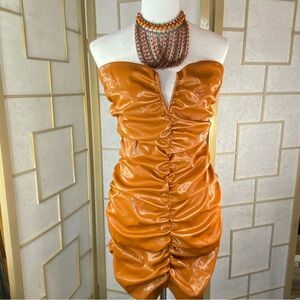 Vibrant Strapless Orange Dress